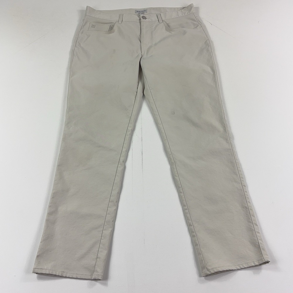 Peter Millar Pants Mens 35x30 Beige Microfiber Chino Straight 5 Pocket Casual